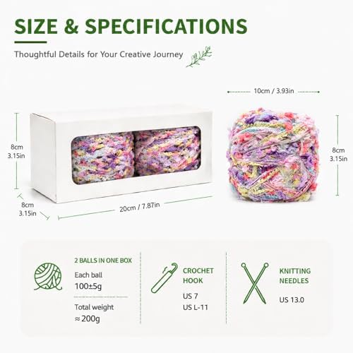 Soft Craft Yarn for Crochet, Knitting and DIY Handmade Projects, Colorful Decorative Yarn for Creative Art and Home Decoration (Lavender Mist)