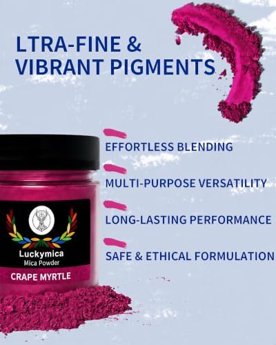 Mica Powder for Epoxy Resin, Premium Pearlescent Pigment Powder for Resin Art, Dye, Nail Polish, Paint, Candle Making, Soap Making, Bath Bombs, DIY Cosmetics - Crape Myrtle (50g / 1.76oz)