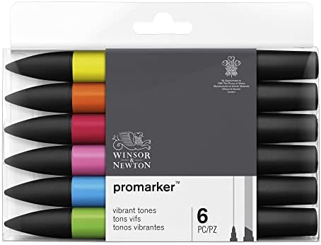 Winsor & Newton ProMarker Set, 6 Count, Vibrant Tones