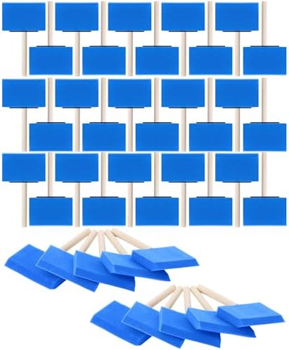 Bates- Foam Paint Brushes, 4 Inch, 40 Pack, Blue Foam Brushes for Painting with Lightweight Wooden Handles