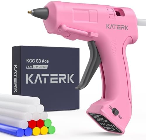 Katerk 3.7V Cordless Hot Glue Gun Kit with 15 Glue Sticks, 90s Fast Heating
