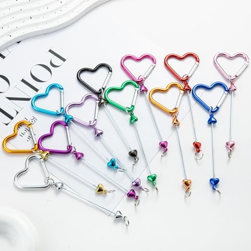 Beadable Keychain Colorful Heart/Triangle Shaped Blank Bar with Snap Hook for DIY Craft Making Kit