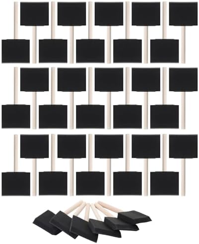 Bates- Foam Paint Brushes, 3-Inch, 36 Pack, Wooden Handle, Sponge Brushes for Painting, Staining, Varnishes, Gluing and DIY Craft Projects on Wood, Metal & More
