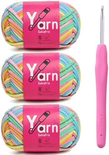Crochet Yarn 150g/163.5yds Cotton Yarn for Crocheting - Crochet Knitting Yarns for Beginners with Easy-to-See Stitches - Yarn for Crocheting - Parfait Chunky Yarns -Cotton-Nylon Blend (A9)