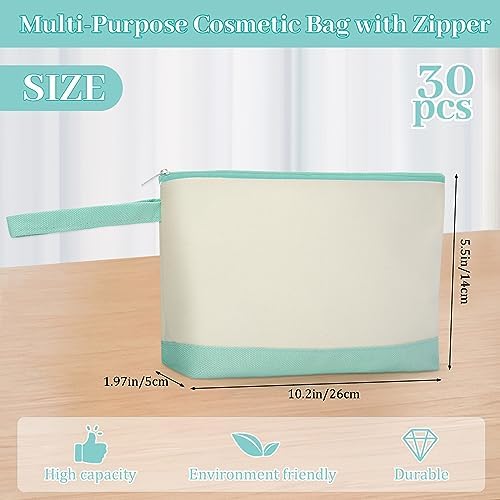 Silkfly 30 Pcs Cotton Canvas Makeup Bags Cosmetic Zipper Bags 10.2 x 5.5 x 2'' Blank DIY Pouch Bulk Pencil Case with Bottom Travel Toiletry Pouch for Women Craft Decor Gift (Cute)