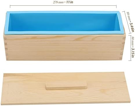 3 Set 42 oz Silicone Soap Molds, Rectangular Bar Loaf Soap Making Mold Kit with Wood Boxes and Lids, Flexible Soap Molds for Soap Making Supplies, DIY Homemade Soap, Craft, Blue