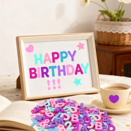 Felt Letters,686 Pcs Felt Stickers 1 Inch Alphabet Number Sticker(Pink)