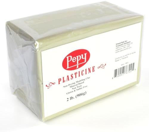 Pepy Reusable and Non-Drying Oil-Based Plasticine Modeling Clay, Cream, 2 Pounds, Sulfur-Free & Non-Toxic, Great for Kids, Beginners, and Artists, Perfect for Arts and Crafts Projects