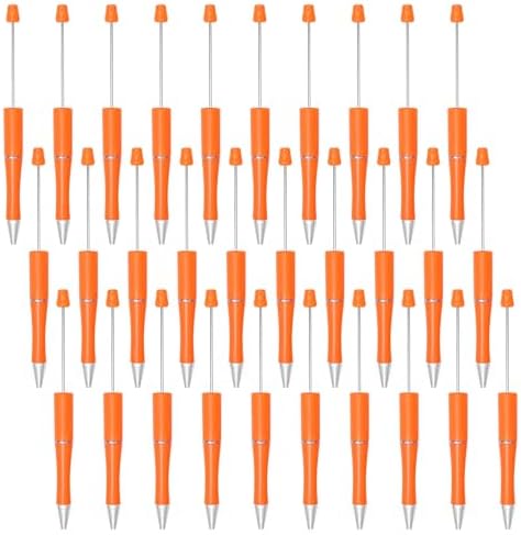 30Pcs Orange Beadable Pens Beaded Ballpoint Pens Bulk for DIY Writing