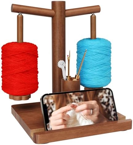 Magnetic Yarn Holder for Crocheting with Phone Stand