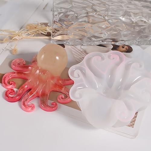 2 Pack Animal Silicone Molds, Octopus Resin Molds with Realistic Octopus Shapes, 3D Lifelike Silicone Molds for Resin Casting, DIY Crafts Halloween Home Wall Desktop Decor (Octopus)