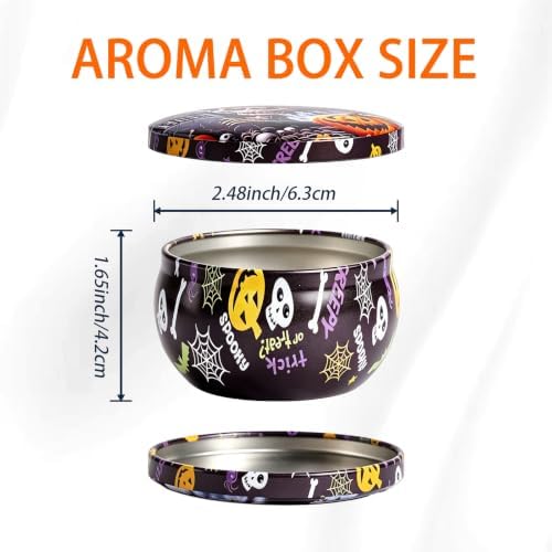 Halloween Candle Tins, 2.5 Oz Candle Jars for Making Candles, 16PCS Empty Candle Jars with Lids, Metal Candle Containers, Small Tins, Candle Making Jars for Halloween, Themed Party, Decor, Storage
