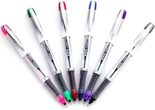EYEYE Liquid Ink Rollerball Pen 0.7mm, 6 Assorted Colors Medium Point Pen Quick Dry, Liquid Ink Pens Fine Point Smooth Writing Pens for Journaling, Note Taking, Office, School Supplies