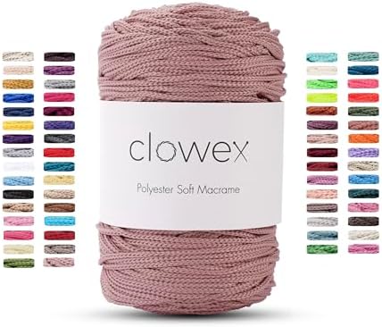 Polyester Soft Macrame Cord 2.5-3mm, 191 Yards x 1/9 inc Turkish Polyester Rope, Braided Macrame Yarn for DIY Crafts, Plant Hanger, Wall Hanging, Macrame Bag