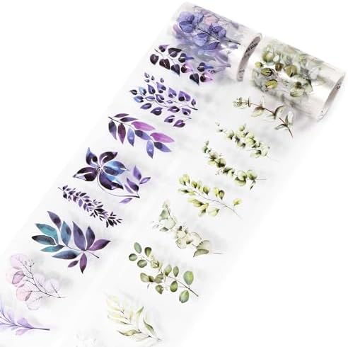 Washi Tape, PET Tapes for Scrapbooking Journaling (Purple & Green)
