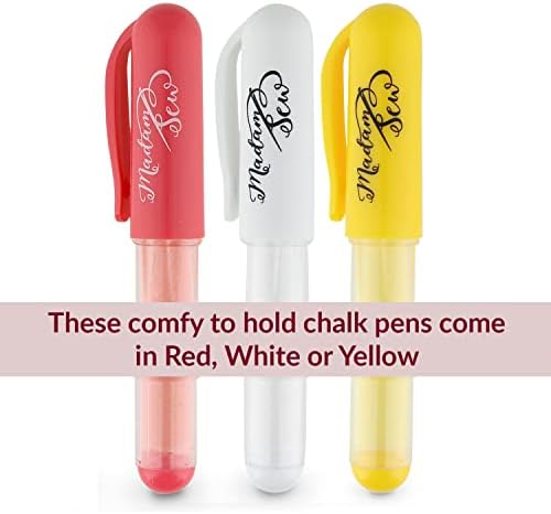 Madam Sew Refillable Tailors Chalk for Fabric - Washable Fabric Markers for Sewing and Quilting with Dosing Wheel, Tailor Chalk Pen for Precise Marking on Cotton, Knit, Suede (Yellow)