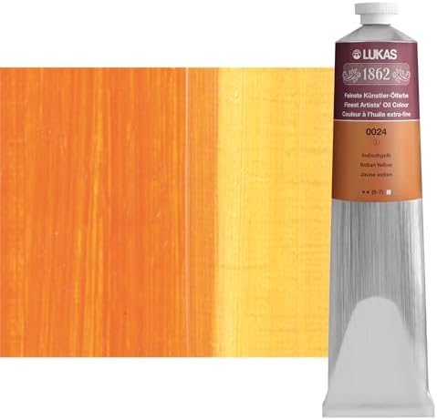 Lukas 1862 Professional German Oil Paint, Indian Yellow 200 mL - w/Beeswax & Non-Yellowing Sunflower Oil, Short Drying Time, Smooth, Outstanding Lightfastness