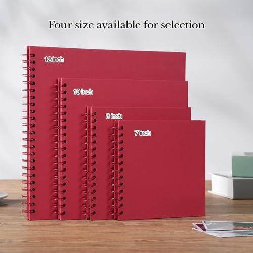 potricher 12 x 12 Inch Large DIY Scrapbook Photo Album 40 Pages, Red | Thick Kraft Paper Scrap Book Photo Albums, Memory Book for Wedding, Anniversary, Baby, Family, Travel, DIY Projects