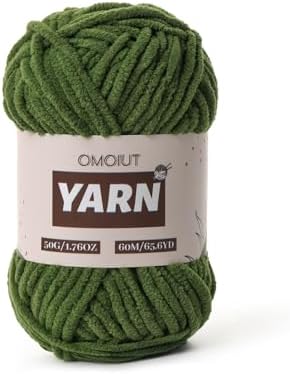 Plush Chenille Chunky Crochet Yarn - Baby Yarn for Crocheting Soft - Velvet Yarns Knitting for Blankets Crafts - Fluffy Amigurumi Yarns 50g / 65.6yd (Pine Green)