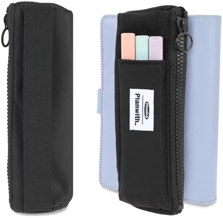 Notebook Pencil Pouch, Elastic Pen Holder for Notebook Zipper Small Pencil Holder Pouch with Adjustable Elastic Band Slim Pencils Bag Journal Pen Holders for Office Home Stationary Supplies