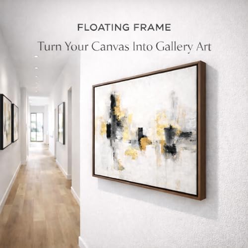 ART Floating Canvas Frame for 1"–1.25" Deep Gallery-Wrapped Canvas, Wood-Look Floater Frame for Stretched Canvas Prints & Wall, Dark Brown, 10" x 14"