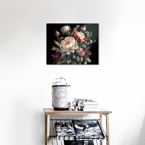 TUMOVO Paint by Numbers Floral, Vintage Bouquet of Beautiful Flowers Paint by Number for Adults, Adult Paint by Number Kits on Canvas, Paint by Numbers Art Crafts 16"x20"(Framed)
