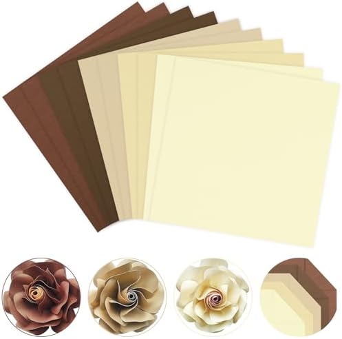 Whaline 50 Sheets 12 x 12 Inch Assorted Brown Colored Card Stock Paper 5 Earth Tones Colors Solid Core Scrapbook Paper for DIY Boho Arts Crafts Making Supplies, 65Lb