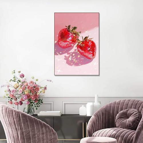 RYMILIE Strawberry Diamond Art Kits for Adults Diamond Painting Kit 12x16in | 5D Crystal Stress Relief Diamond Art Painting Kit for Beginners, DIY Full Round Drill Gem Art Crafts for Home Wall Decor Gift