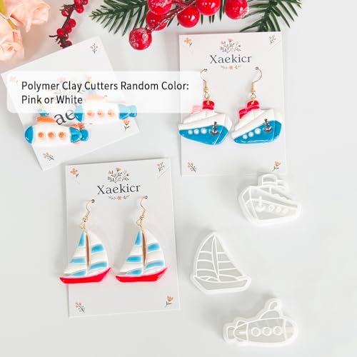 Xaekicr Nautical Boat Clay Cutters Set – 3pcs Polymer Clay Cutters for Earrings, Sailboat Submarine Cruise Ship Clay Molds, Clay Earring Cutters, Polymer Clay Tools for DIY Crafts