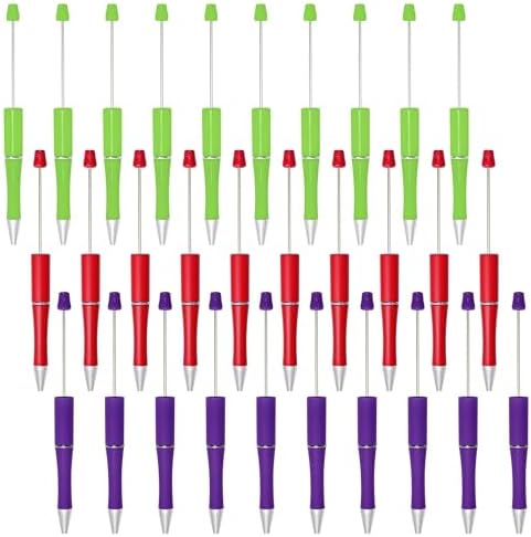 30Pcs Halloween Beadable Pens Beaded Ballpoint Pens Bulk for DIY Purple