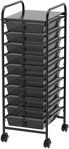 Simple Houseware 10 Drawers Rolling Utility Cart Organizer, Black
