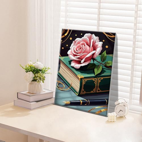 ATDMS Flower Paint by Numbers Kit for Adults with Frame, 8x12 Inch