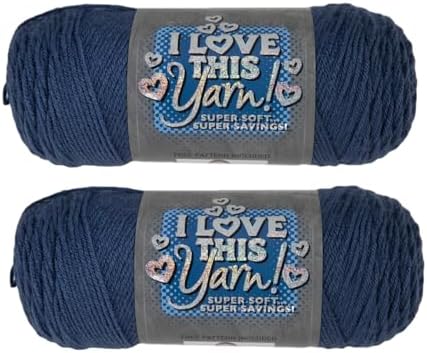 Hobby Lobby I Love This Yarn 100% Acrylic, 250 Dark Country Blue, Set of 2