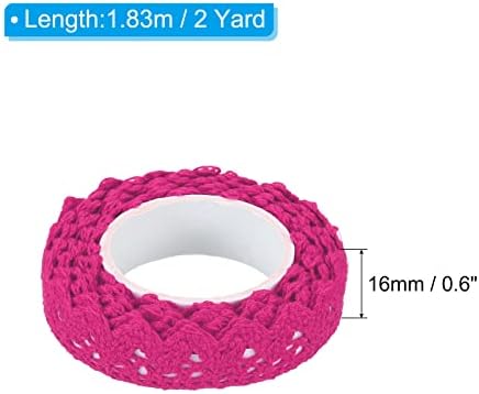 PATIKIL 0.6" Wide 2 Yards Self-Adhesive Lace Tape Lace Ribbon, 3 Pack Cotton Washi Trim Stickers Masking for Craft Scrapbooking DIY Card Making, Rose Red