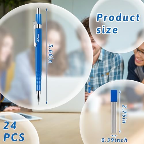 Outus 8 Pcs Metal Mechanical Pencils with Lead Refills, 0.7 mm, Blue