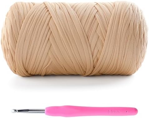 T-Shirt Yarn for Crochet - 400g/131 Yards Elastic Fabric Crochet Cloth - Khaki