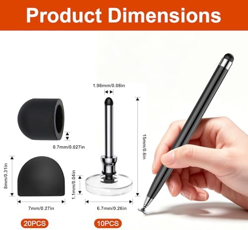 20 Rubber Tips+10 Transparent Disc Tips,High Precision