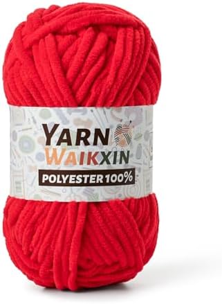 Red Soft Chenille Yarn for Crocheting, Fluffy Chunky Crochet Yarn for Baby Blanket, (3.52oz/131yds) Fuzzy Velvet Yarn for Amigurumi&DIY Puzzle、Crafts、Scarf