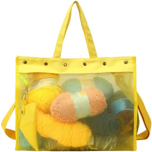 Mdoker Knitting Bag Large Yarn Storage Organizer,Yarn Bags for Crocheting,Crochet Storage Bags for Crochet Hooks,Knitting Needles,Knit Bags Ideal Knitting & Crochet Gift(Yellow)