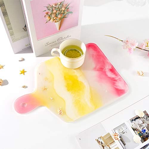 FUNSHOWCASE Cheese Board Epoxy Resin Silicone Molds with Handles and Holes for Serving Tray, Platter, Rectangle, Round, Large 12inch