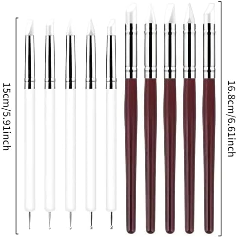 10 Pcs Silicone Clay Sculpting Tools Set, Double-Ended Dotting Tools & Silicone Brushes for Polymer Clay, Air Dry Clay, Pottery & DIY Crafting-White