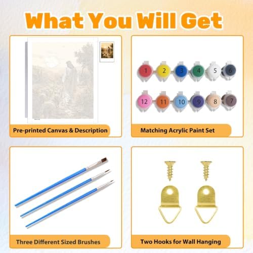 CRZMODE Jesus Paint by Numbers Kit for Adults, Jesus, 16x20 inch