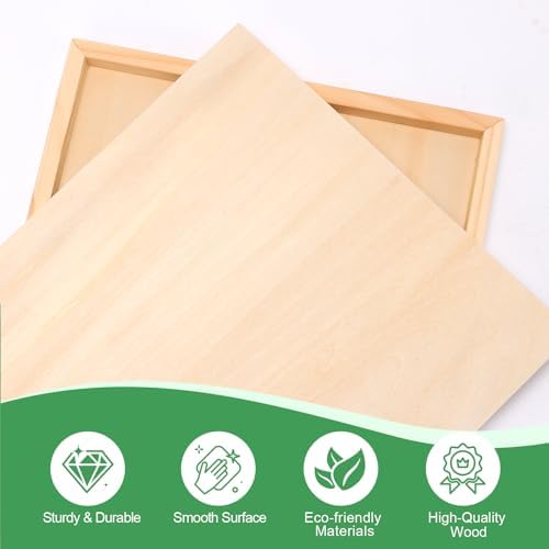 ESRICH 6x6 Inch Wood Panels, 4 Pack Square Craft Wood Canvas Boards, Blank Unfinished Wooden Art Board for DIY Art Creations Such as Painting, Acrylic Pouring, Resin, Burning, Collage, etc.