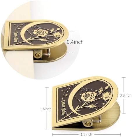 Dizdkizd Vintage Metal Clip for Journals, Planners, Notebooks, Brass Colored Book Clip Little Binder Clip for Page Holder, Book Mark - Moon and Rose