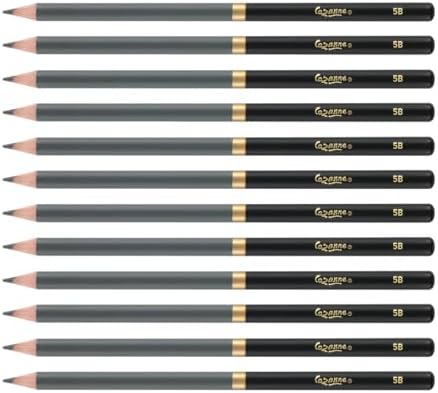 Cezanne Graphite Drawing Pencils Set - 5B, Set of 12 Break-Resistant Graphite Lead, Easy-to-Sharpen Sketch Pencils, Master Artist Quality Graphite Pencils for Technical and Artistic Drawing
