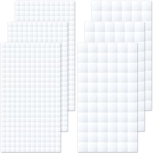 Joez Wonderful 6 Sheets Foam Adhesive Squares, 12x12x3mm & 6x6x2mm, White