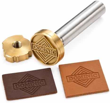 KAINSY Custom Leather Stamp Personalized Leather with Logo Text Hammer Press Leathercrafting Tool Metal Brass Embossing Stamp for Leather Craft Deep Engravings Gift Craftman Dad Husband Boyfriend