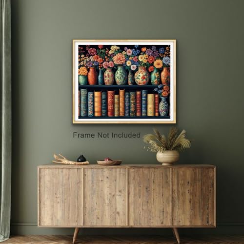 Natuyalo Paint by Numbers for Adults Bookshelf and Vases Painting by Numbers Kits Acrylic Painting on Canvas with Brushes and Pigment DIY Paint by Numbers for Home Decor 16x20 Inch