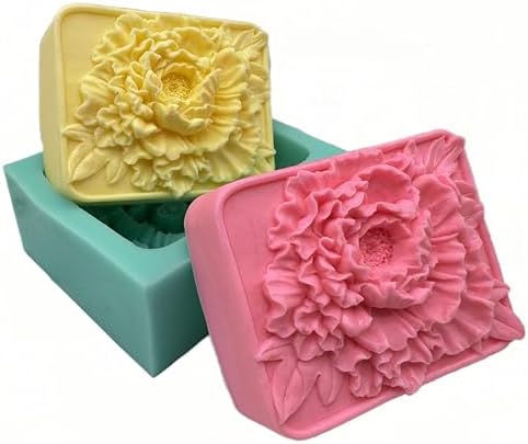 3D Peony Flower Soap Mold Beautiful New Peony Handmade Soap Molds Silicone for Cold Process Melt Process Soap Making Molds Lotion Bar Molds Candle Mold