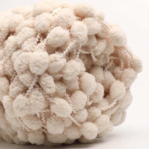 Hand-Woven Ball Yarn, 4 Pack, 380g Total, for Blankets, Cushions, and Pet Nests, Fluffy Chunky Craft Yarn (Beige)